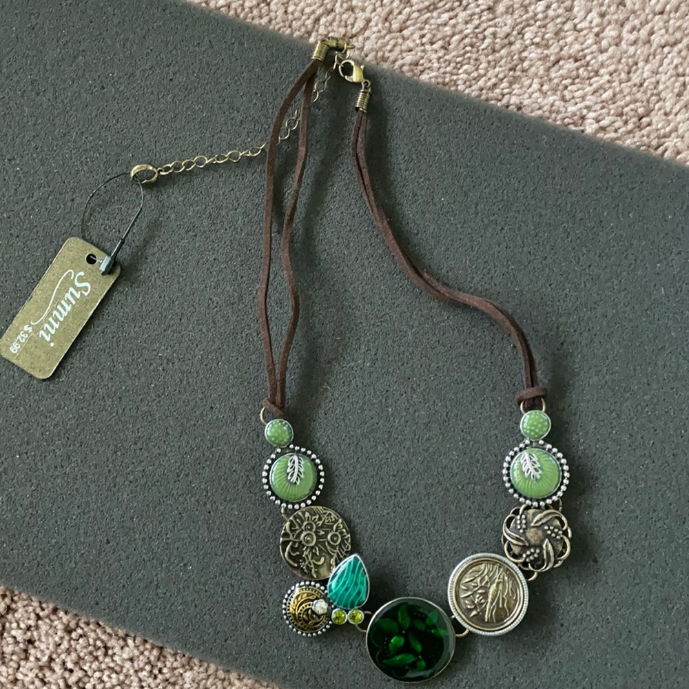 Sunni 16-19” suede cord and medallion necklace